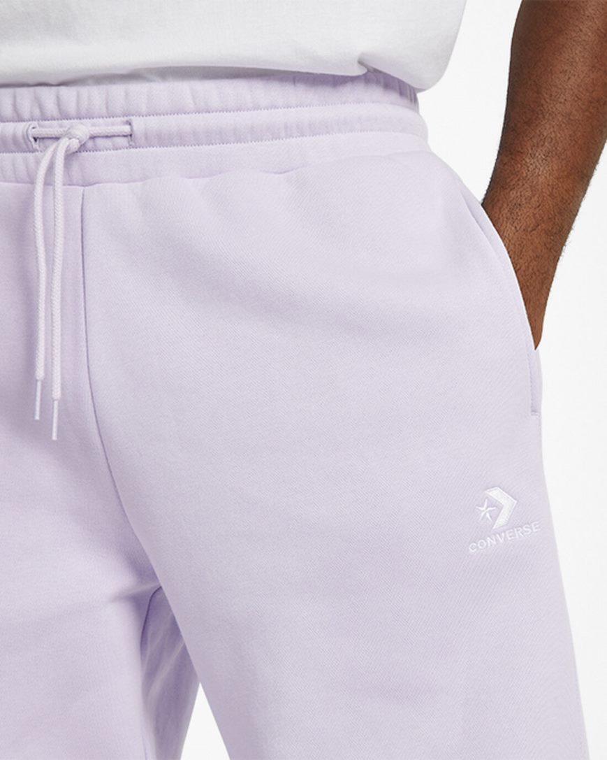 Men's Converse Go-To Embroidered Star Chevron Standard Fit Fleece Sweatpants Purple | AU E49C5V